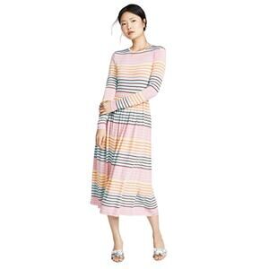 STINE GOYA Women's Joel Stiped Jersey Midi Dress in multi color size Small